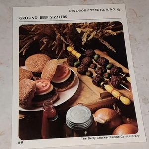 The Betty Crocker Recipe Card Library REPLACEMENT CARD OUTDOOR ENTERTAINING 1971